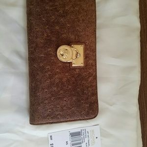 Michael Kors ostrich leather checkbook/ wallet